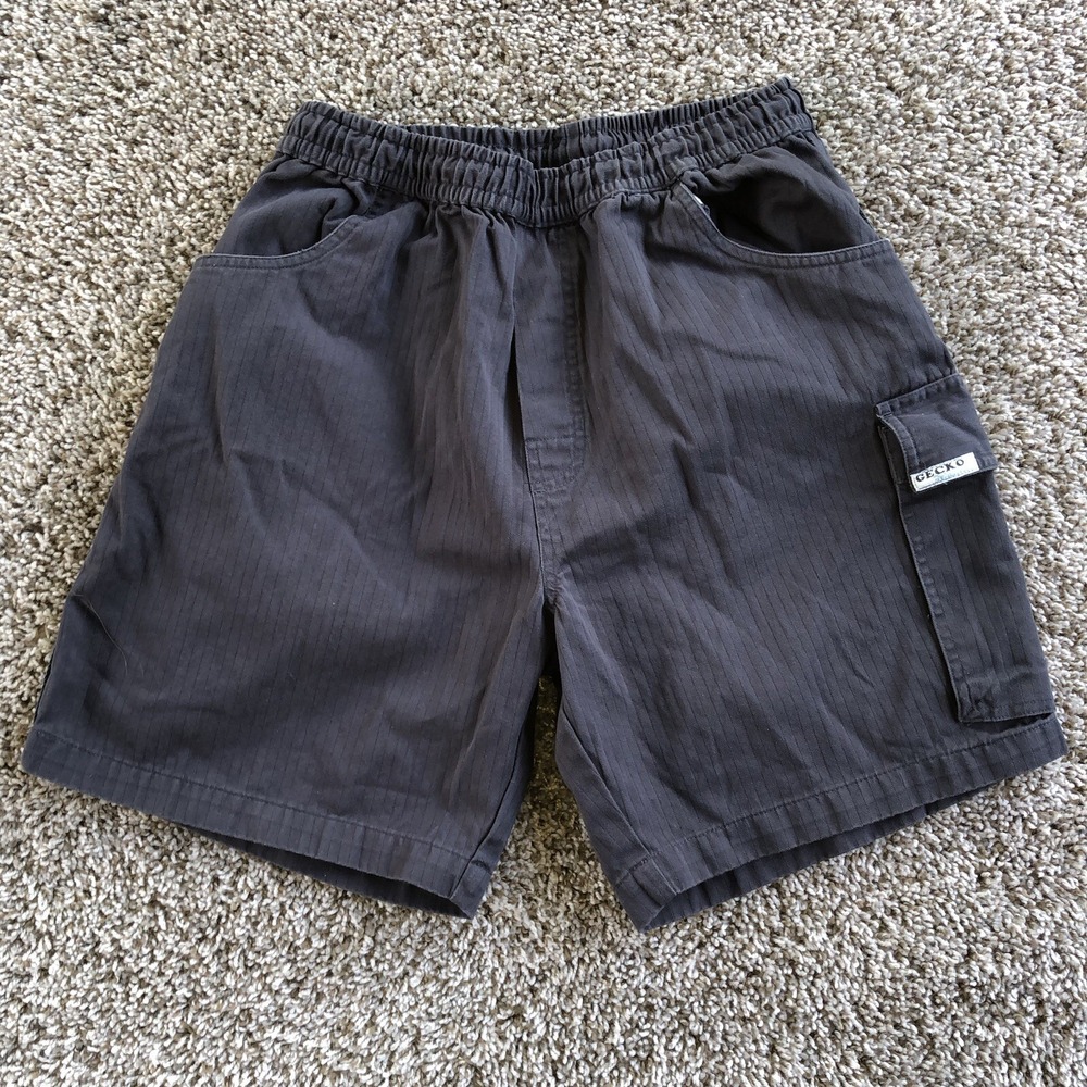 Gecko Hawaii Cargo Shorts Mens Size Small Gray Unlined Drawstring Casual Y2K